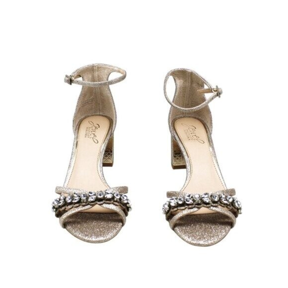 Jewel Badgley Mischka Women's Giona Block Heel Evening Sandals - Gold Glitter - Picture 5 of 8